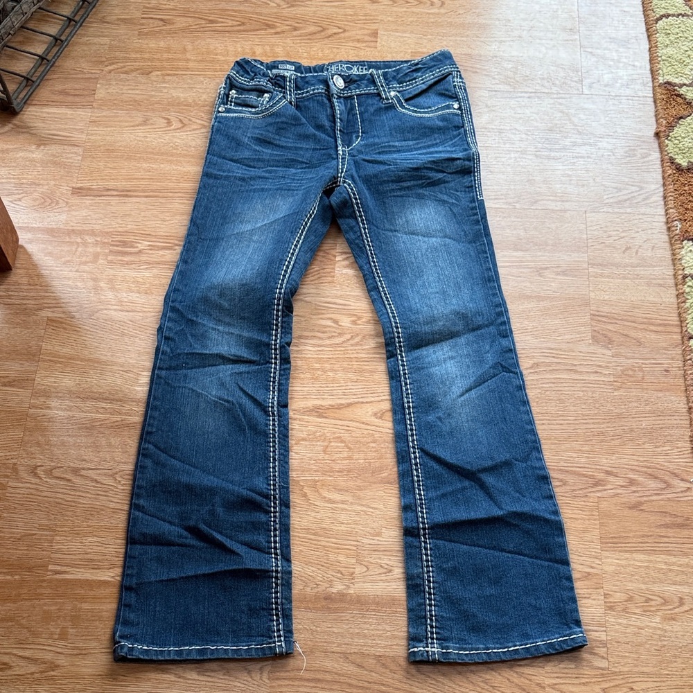 Girls size 10 Cherokee Dark Blue Boot Cut Jeans